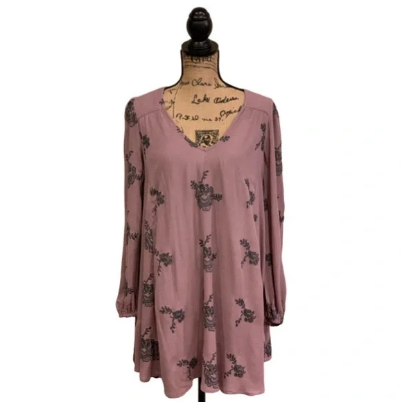 Free People | Dresses | Free People Purple Embroidered Emma Austin Mini  Swing Dress Xs | Poshmark